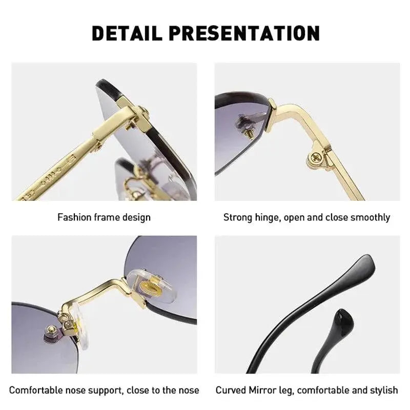 Unisex Rimless Rectangle Sunglasses UV400 Protection - OurLum.com