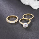 Gold Plated 3 Piece Moissanite Ring Set