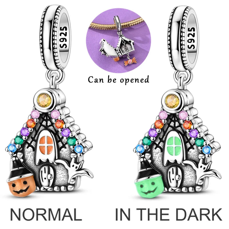Halloween Skull Charm Bead Sterling