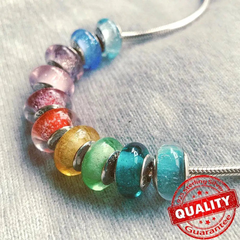 Colorful Heart Murano Glass Charm Sterling Silver Pandora