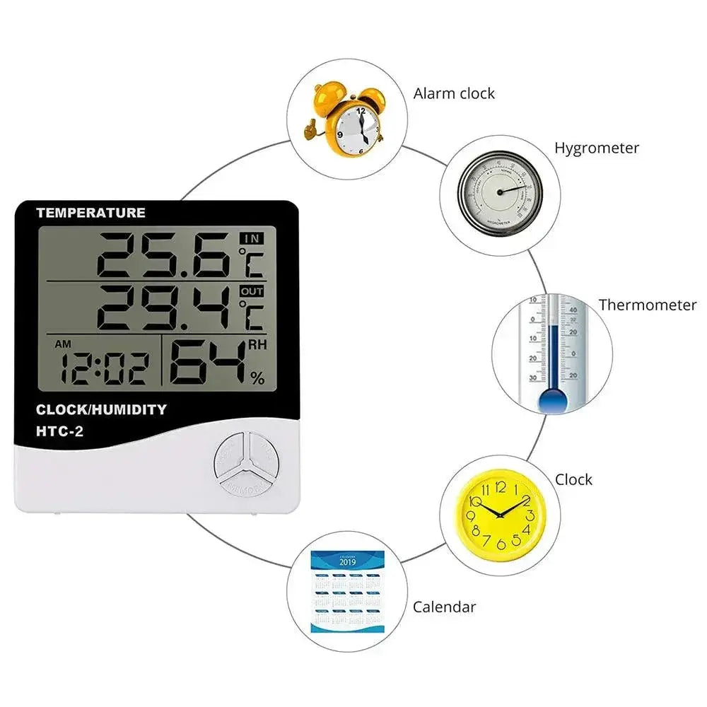 Temperature Humidity Meter With Clock Weather Station