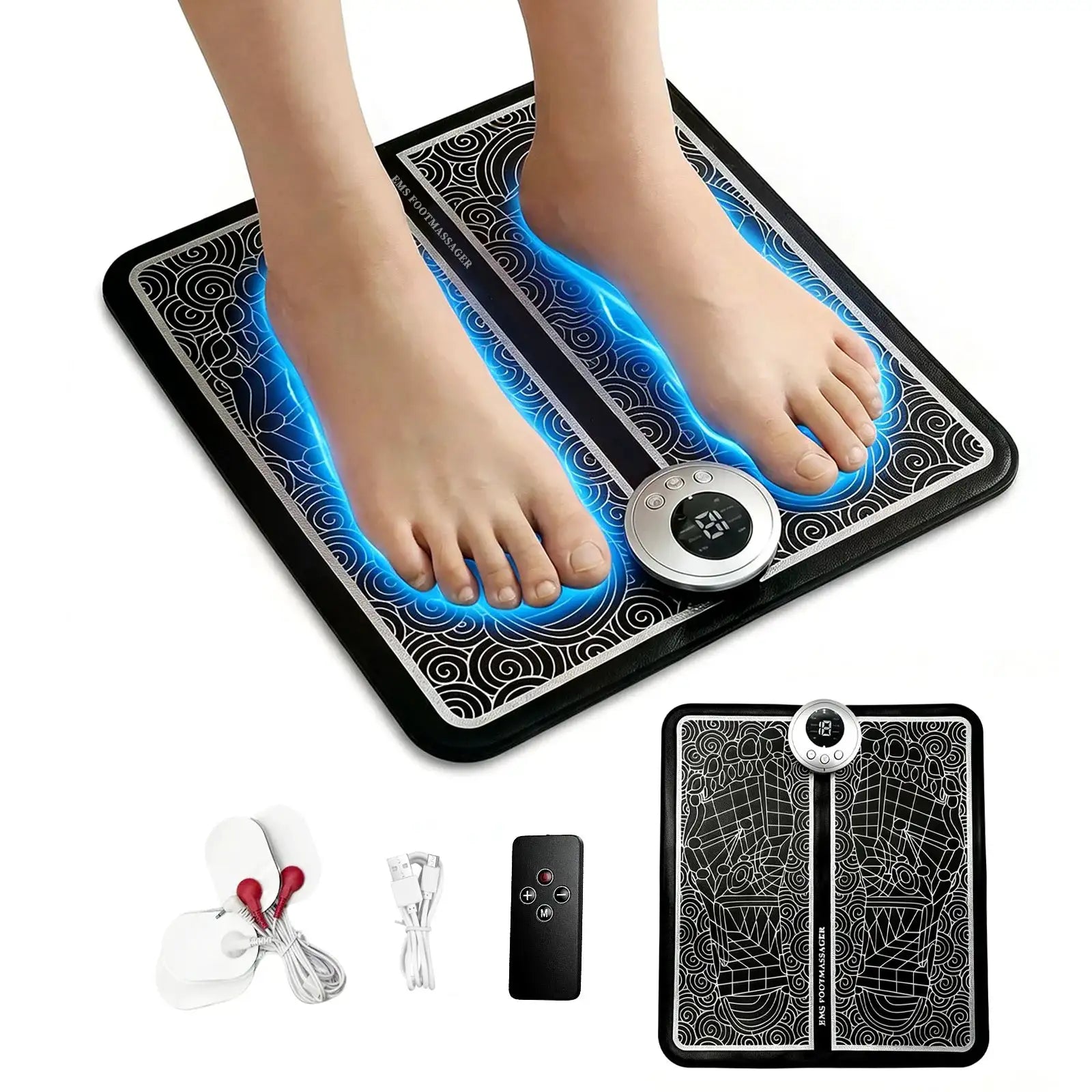 19Level EMS Foot Massager Pad Acupoints Massage Electric Muscle Stimulation Improve Blood Circulation Relief Pain Relax Feet