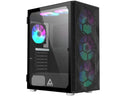 Montech Mesh, x x Fixed RGB Lighting Fans (Pre-Installed) ATX Mid-Tower PC Gaming Case, Door Open Tempered Glass Side Panel, High Airflow, Black