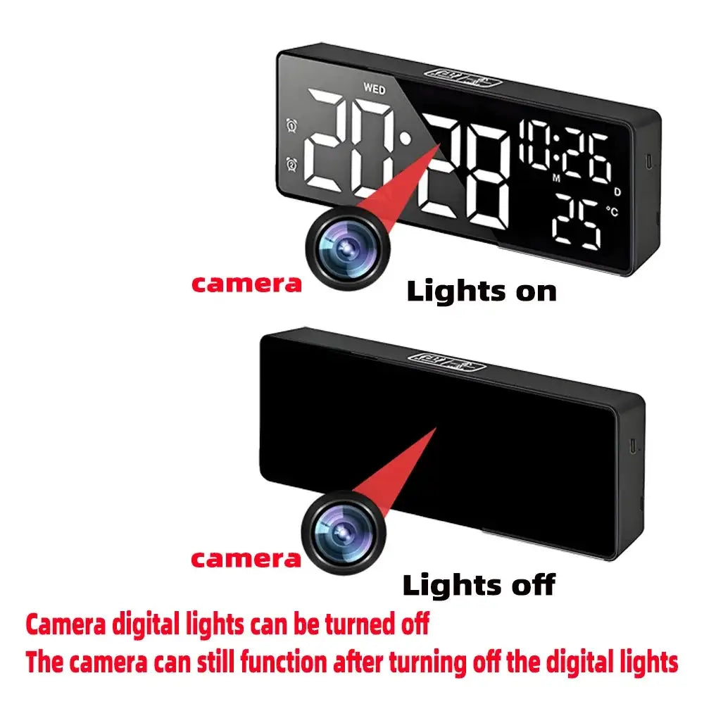 Mini 4K Alarm Clock Camera With Remote Viewing Motion Detection