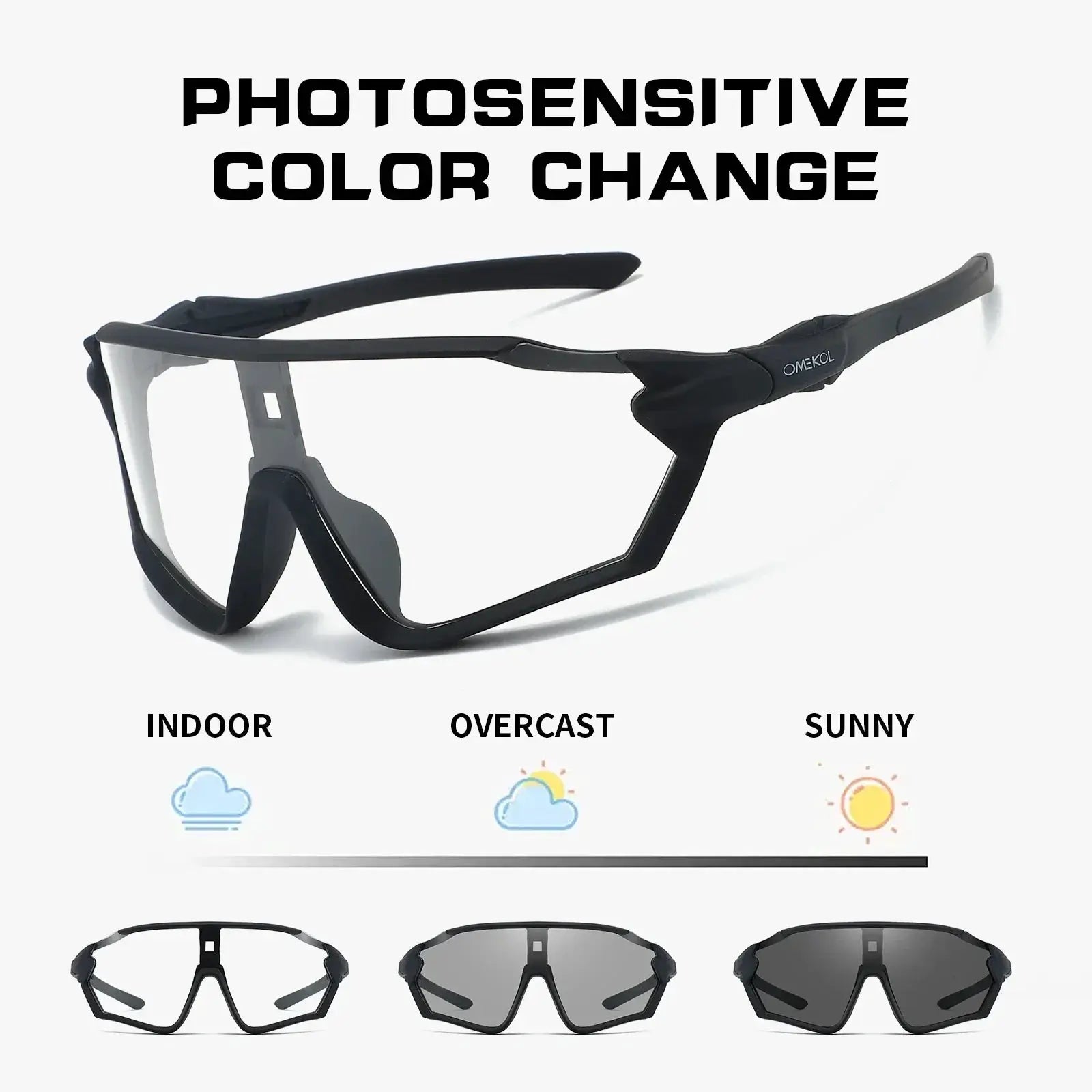Omekol Photochromic Cycling Sunglasses For Men And Women