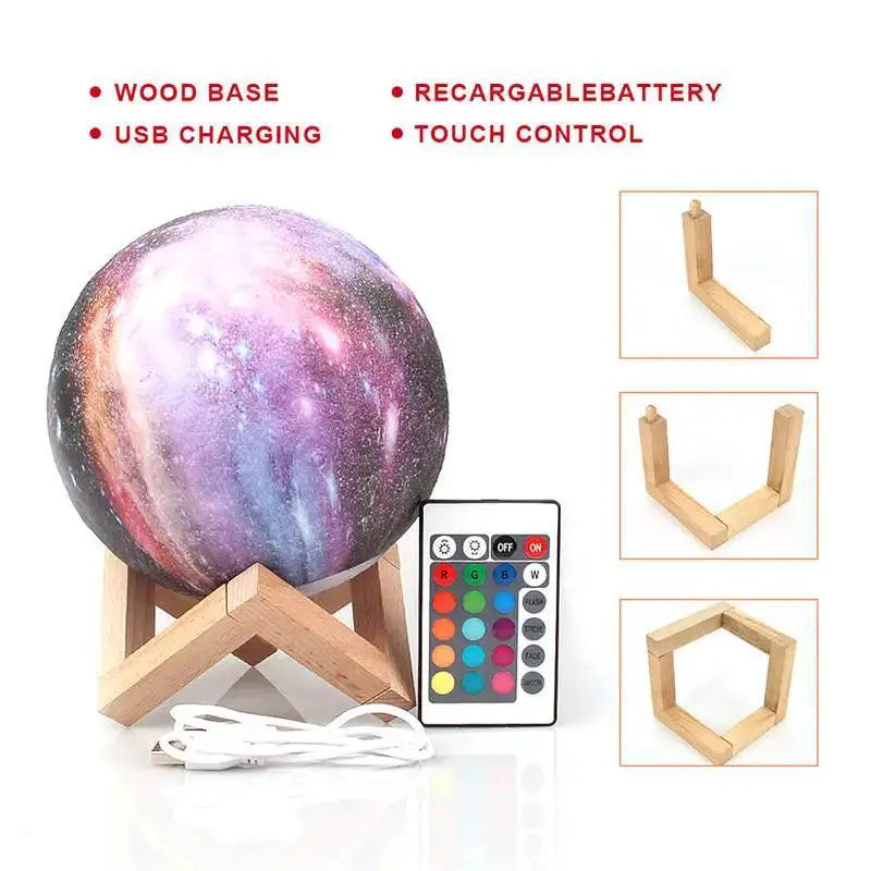 Moon Lamp With 16 Color Remote Control Night Light