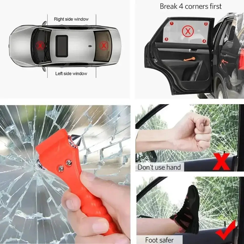 2 In 1 Emergency Car Safety Hammer And Seat Belt Cutter