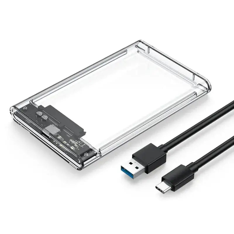 3.0/3.1 HDD Enclosure 2.5inch SATA SSD Hard Drive Case with 5Gbps Transfer Speed and Transparent Design Mobile External Housing