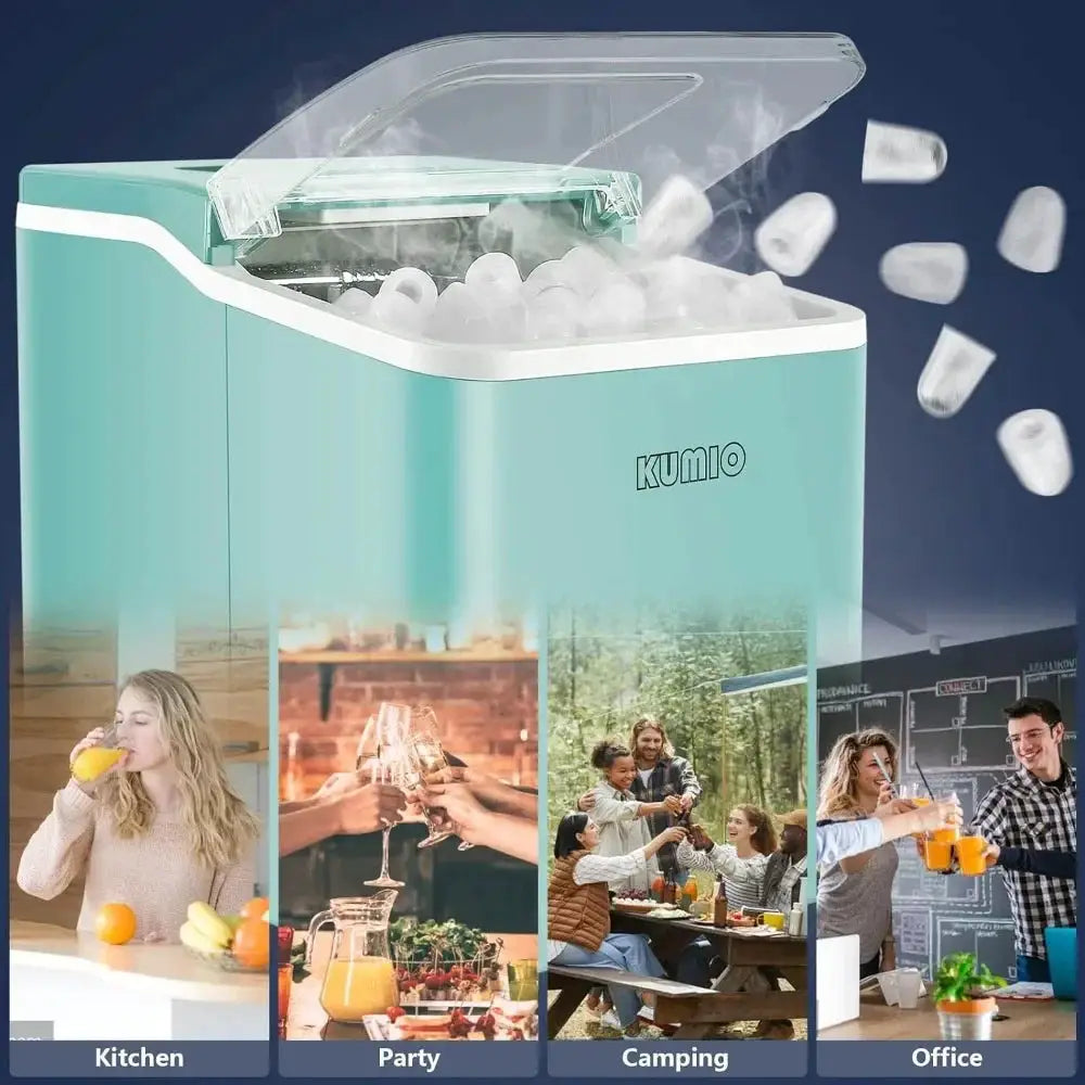Self Cleaning Ice Maker Portable Blue 26.5 Lbs 24 Hours