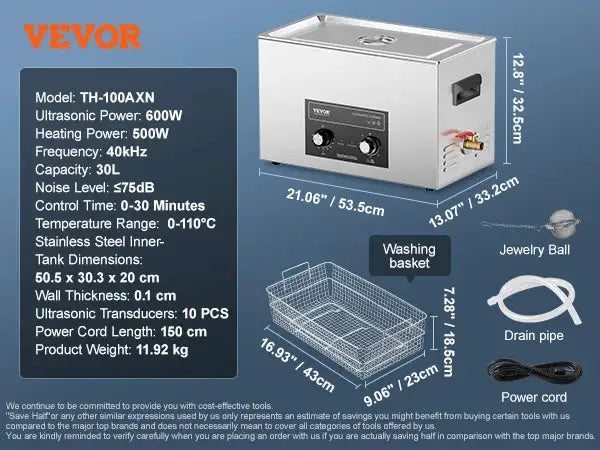 SucceBuy Knob Ultrasonic Cleaner with Heater & Timer for Lab — product view 7