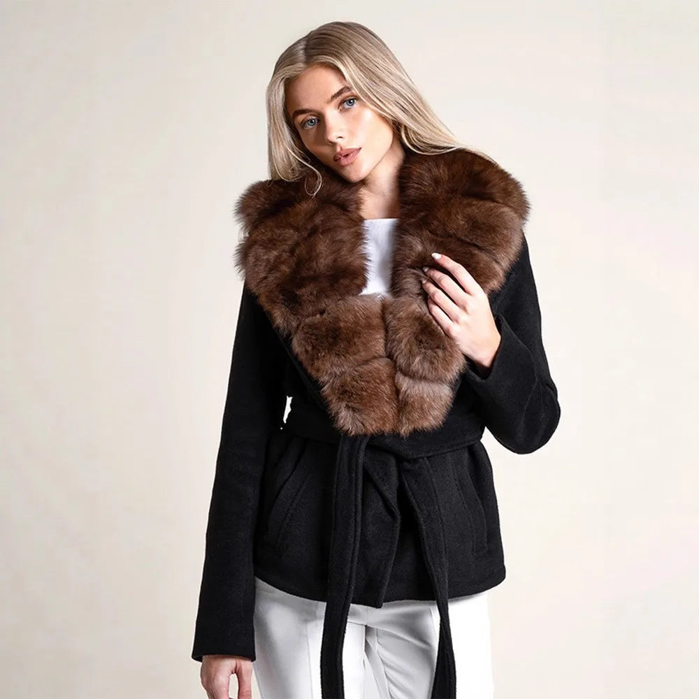 Notched Lapel Elegant Autumn Jacket