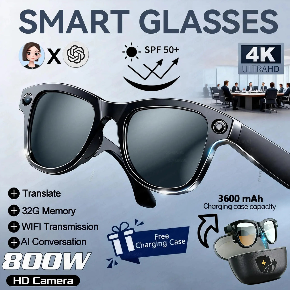 Waterproof Smart AI Sunglasses With Camera -  product image