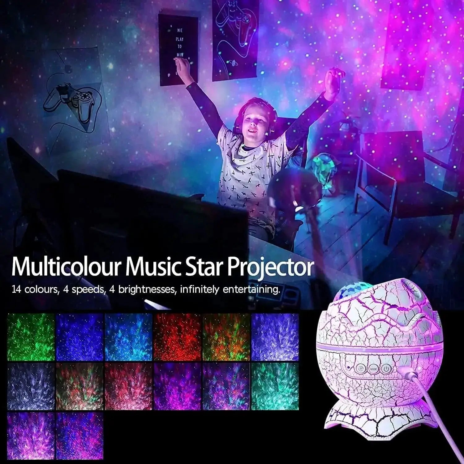 Dinosaur Egg Galaxy Projector Night Light for Kids Adults