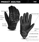 Vintage Black Leather Motorcycle Gloves for Men Biker Racing