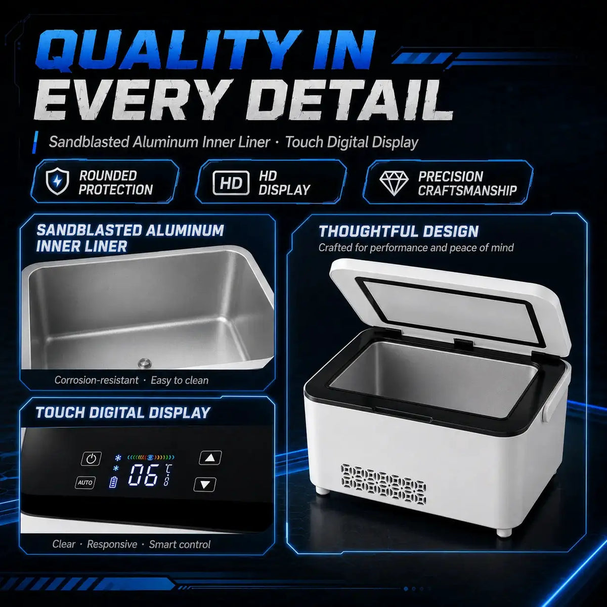 Smart Insulin Mini Fridge - 8-Minute Rapid Cooling, 0-18°C Precise Adjustment, Ultra-Quiet, Fits 12 Pens/36 Vials, USB Low-Voltage ≤36V, TSA-Friendly Compact Size
