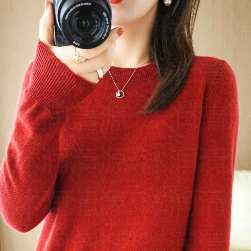 Crew Neck Cashmere Knit Sweater