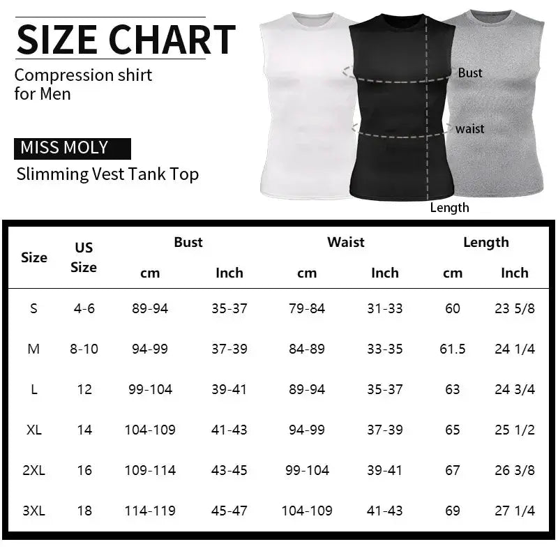 Men Compression Shirts Tank Top Tummy Control Body Shaper