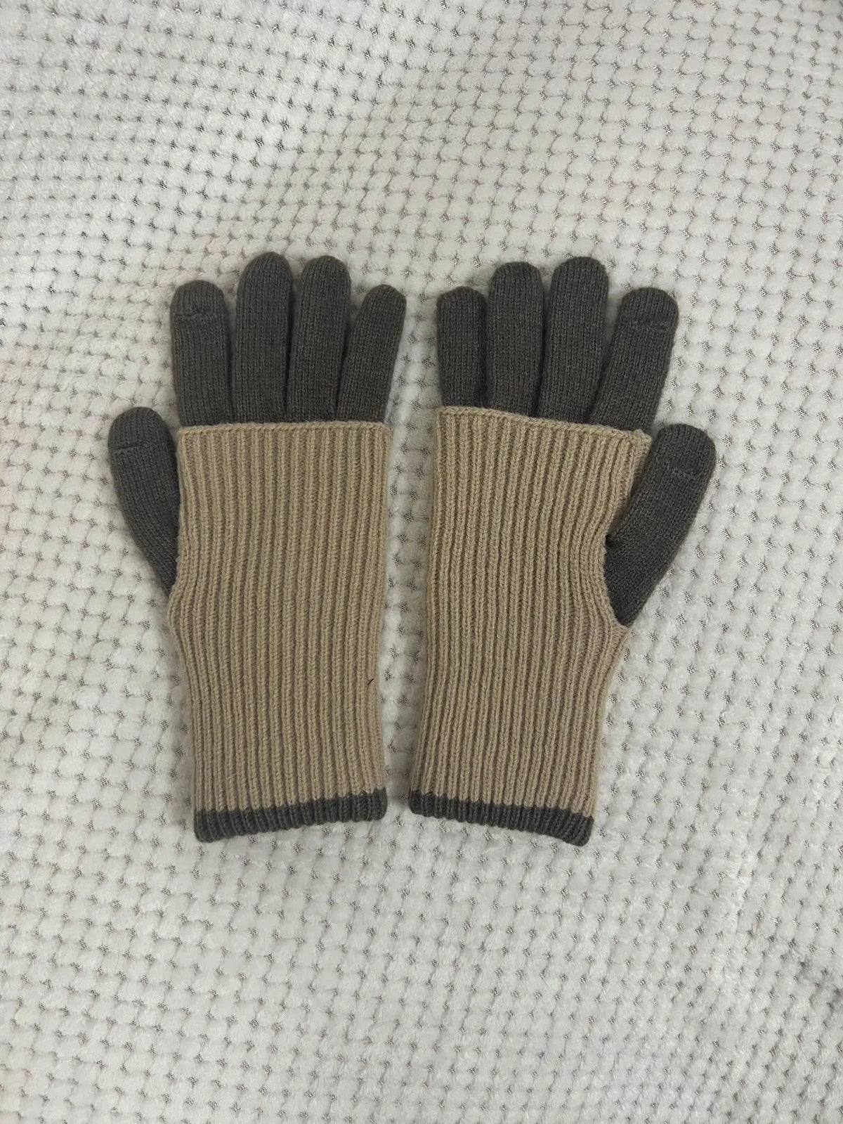 Colorblock Ribbed Winter Knit Gloves