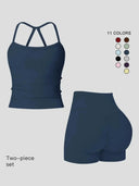 Yoga Set Women Quick Dry Cami High Waist Shorts