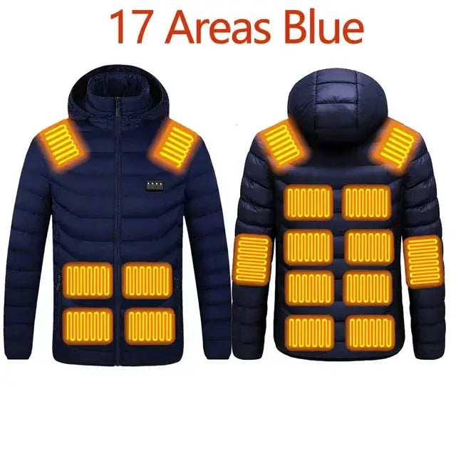 Men Nine Zone Heated Jacket USB Winter Electric Coat