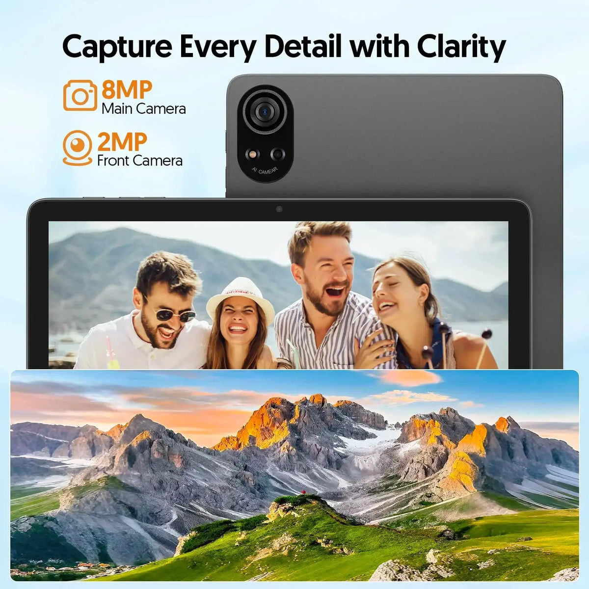 BAKEN 10-inch Android 15 Tablet, Penta-core Processor, 24GB (6GB + 18GB Extended) RAM + 128GB ROM, Dual-band Wi-Fi 6, 8000mAh