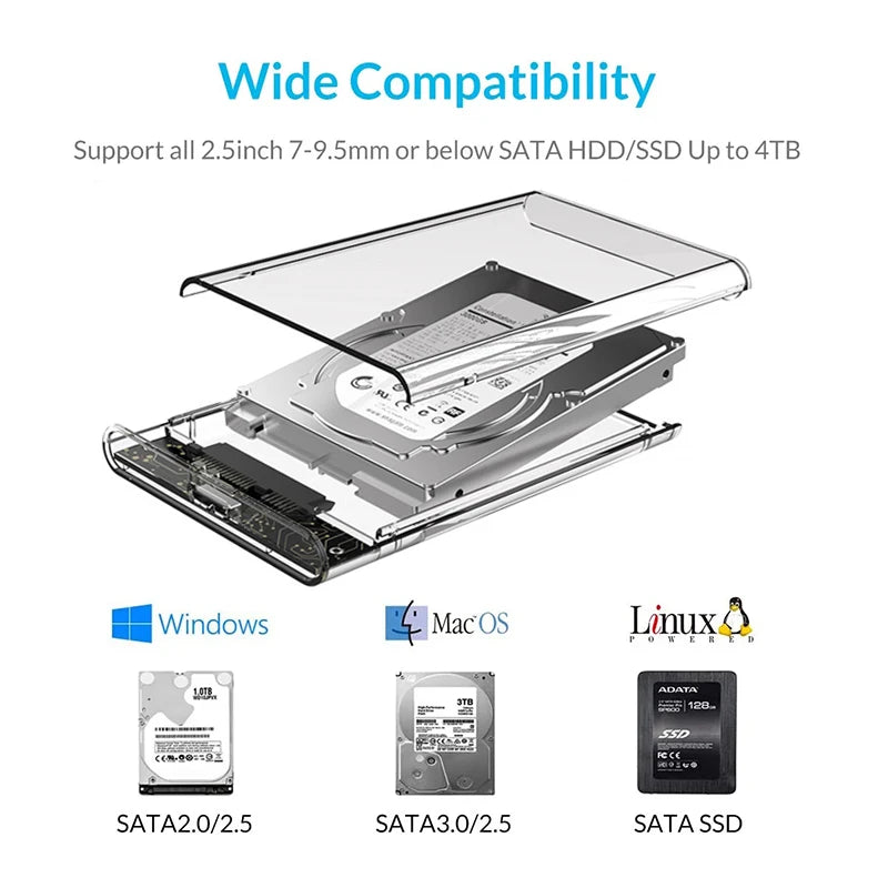 Transparent USB External HDD Enclosure