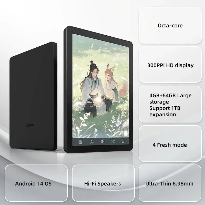 Bigme B6 Ebook Reader, 6'' Color E-Ink Electronic Book, 36-Level Front Light, 4GB+64GB, Android 14 OS, Paper-Like E-Reader Eye-Protecting