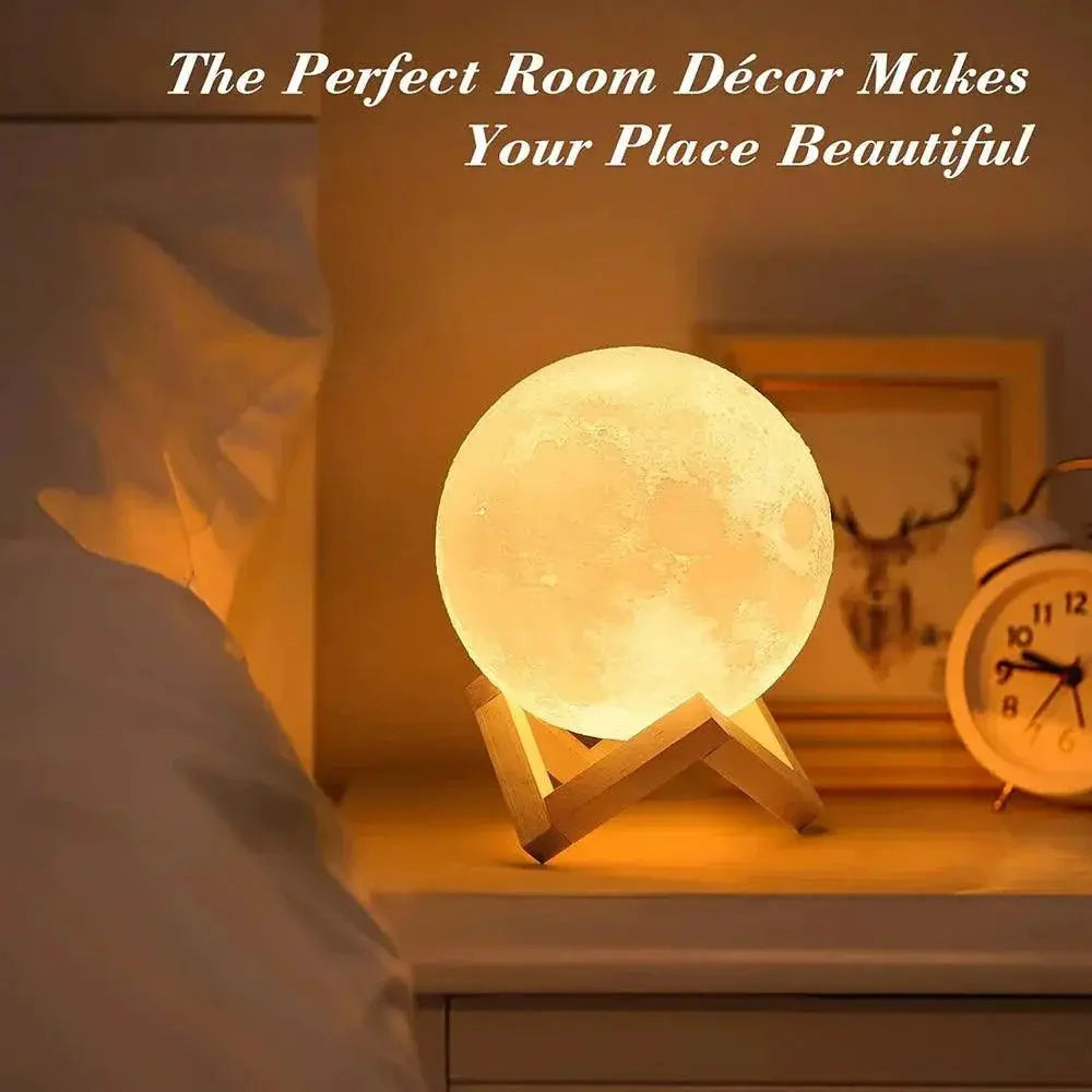 Rechargeable 3D Moon Night Light LED Touch Lamp Decor