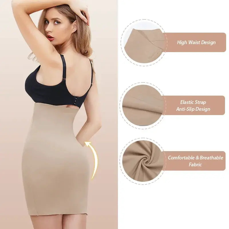 High Waist Seamless Half Slip For Women Tummy Control