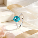 Womens Sterling Silver Moissanite Ring