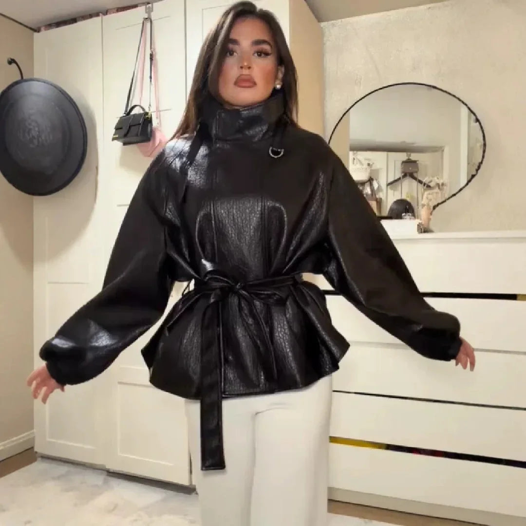 Faux Leather Black Leather Jacket