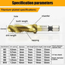 Tap Drill Bit Set Titanium Plated HSS Screw Thread Hex Shank Kit