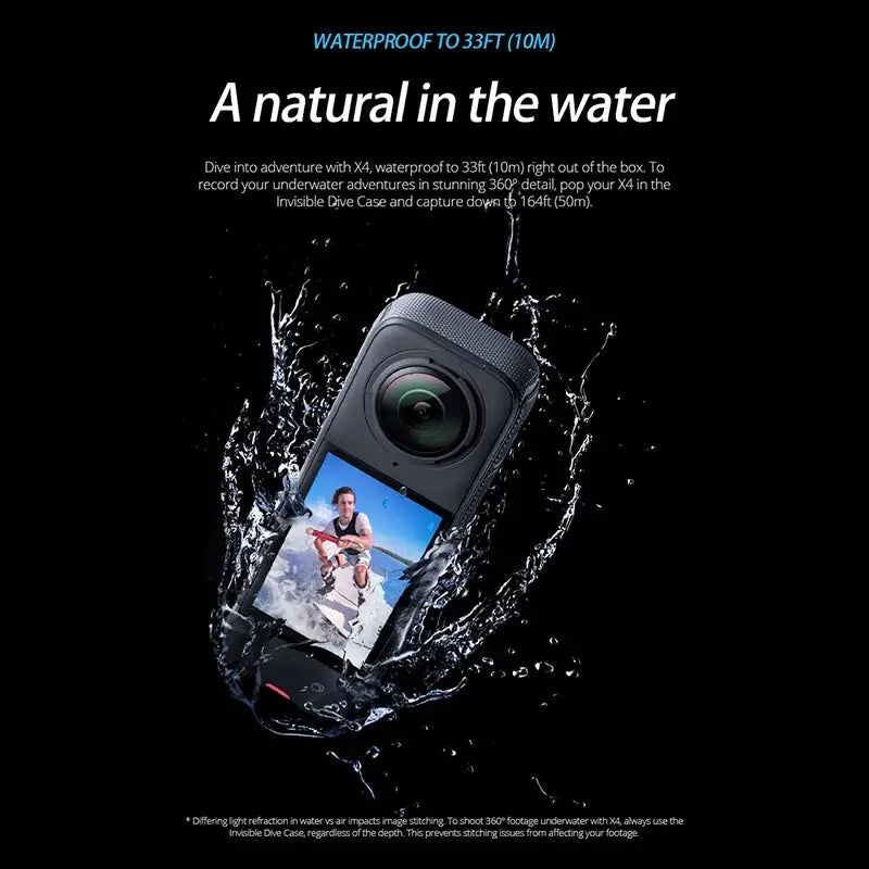 Insta360 X4 8K Panoramic Action Camera Refurbished 72MP Photos Digital Camera For Vlogging Cameras FlowState Stabilization 10M Waterproof Go Pro Vlogging 360° Camera Fast Shipping From US