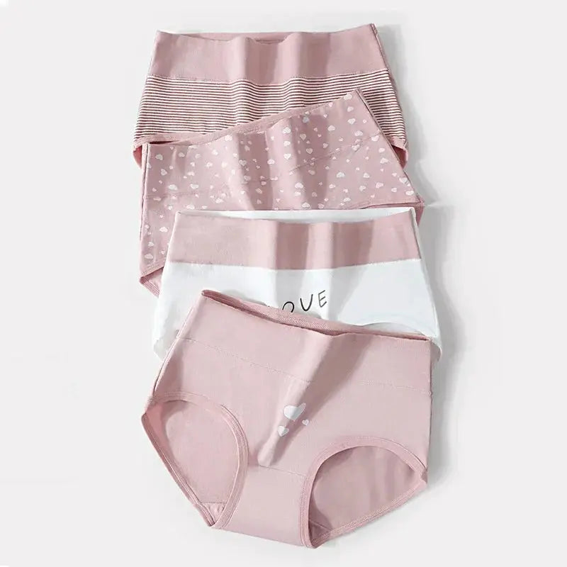4 Pack High Waist Women Cotton Panties Body Shaper Underwear