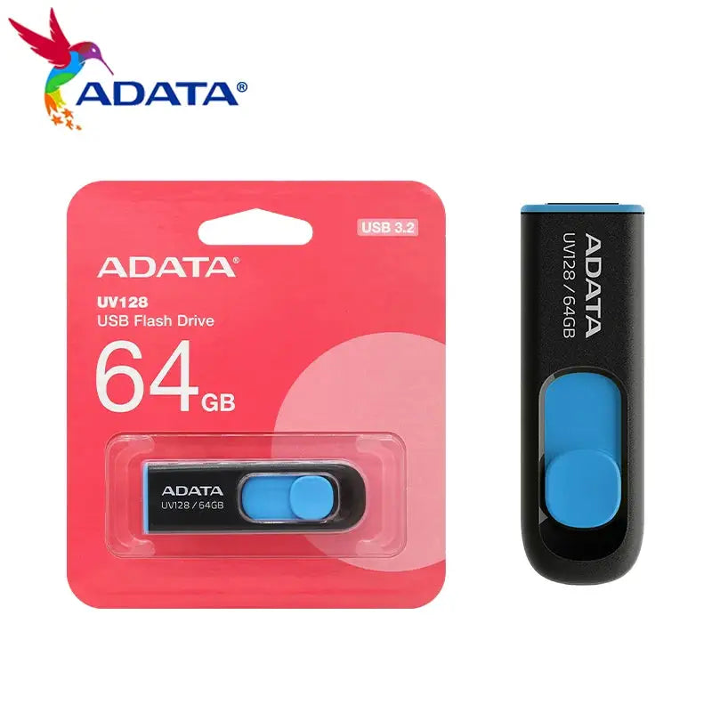 ADATA UV128 USB3.2 USB Flash Drive 32GB 64GB 128GB 256GB High Speed Memory Stick Rrading 100MB/s Pen Drive for Desktop Laptop