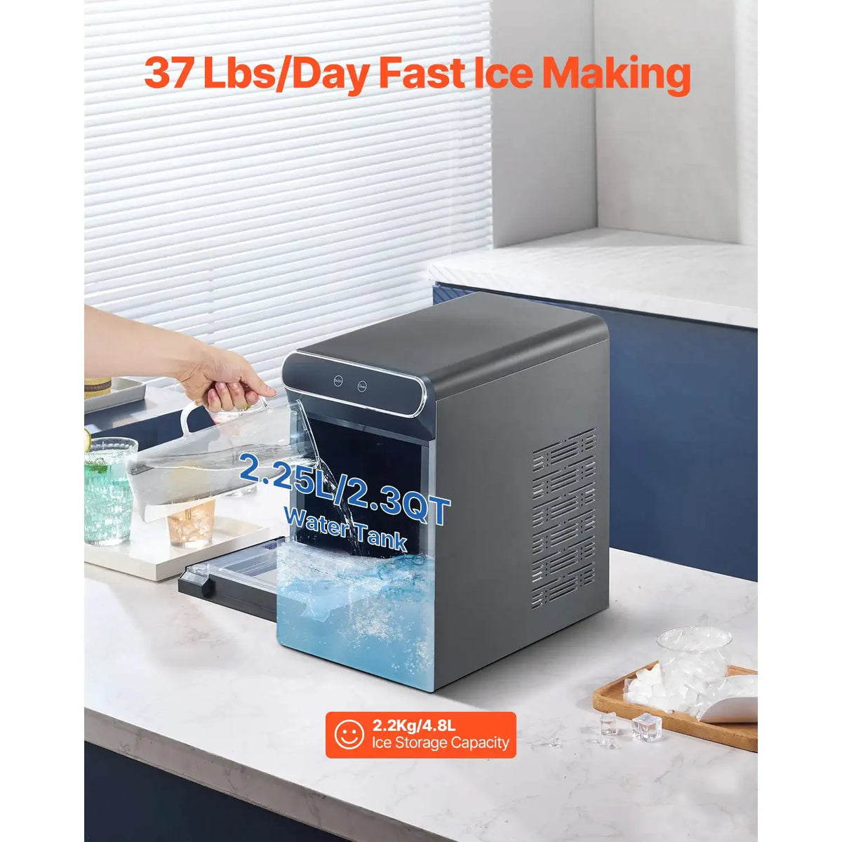 SucceBuy Nugget Ice Maker Pebble Ice Maker with Self Cleaning — product view 3