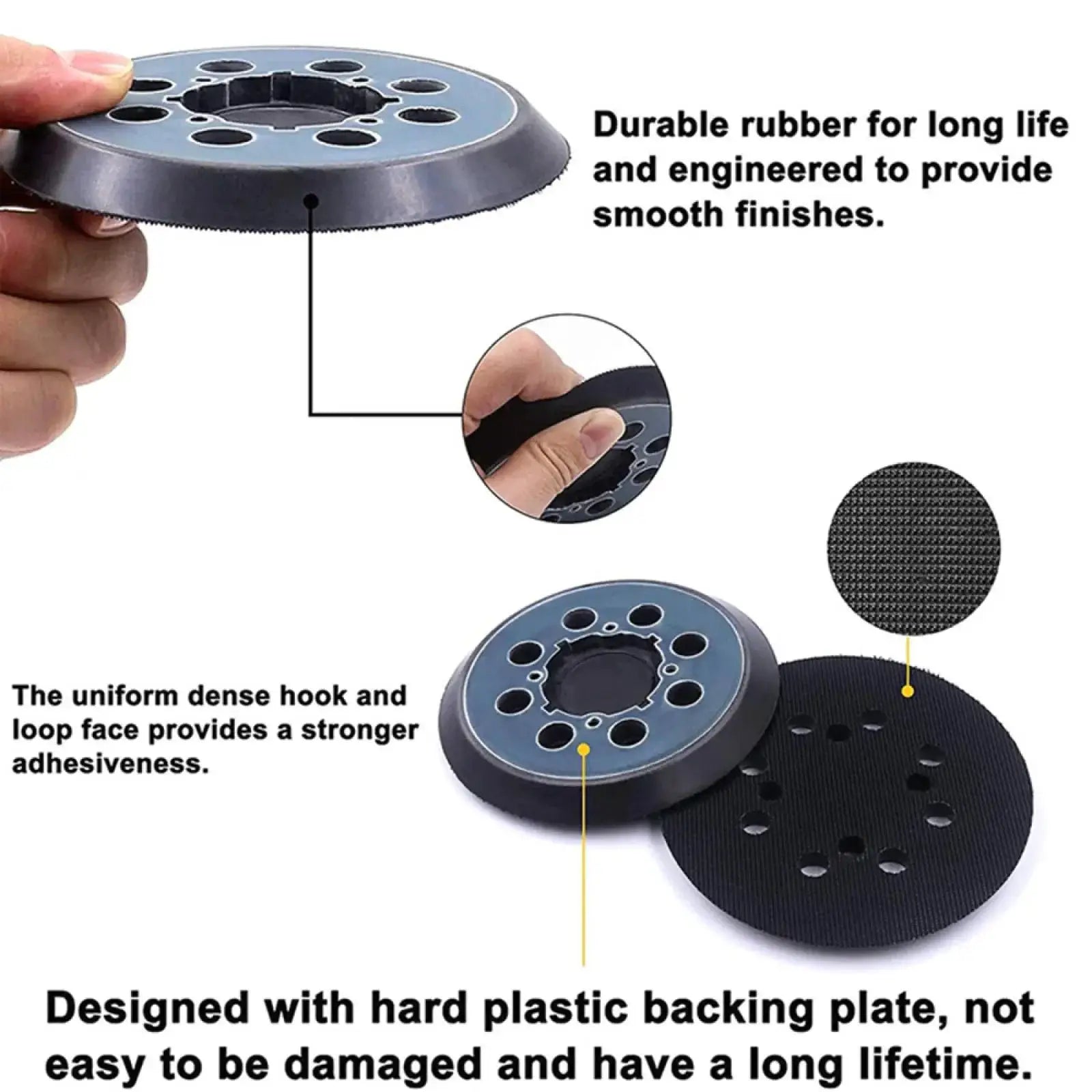 5 Inch 8 Hole Hook Loop Sanding Pads For Smooth Finishes