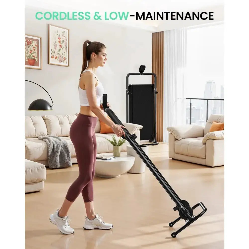 Incline Walking Pad with Dual Flywheel - Foldable Home Treadmill for Quiet Jogging and Walking with LCD Monitor and Soft Grips