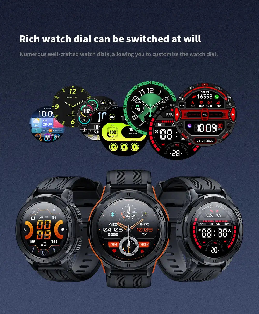 Oukitel Smartwatch BT10 Watch 1.43'' AMOLED Display 410mAh Bluetooth 100+Sport Modes Phone Calls Health and Fitness Tracking