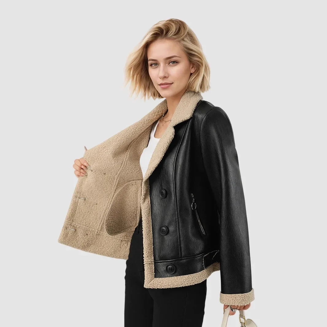 Fleece Lapel Faux Fur Coat