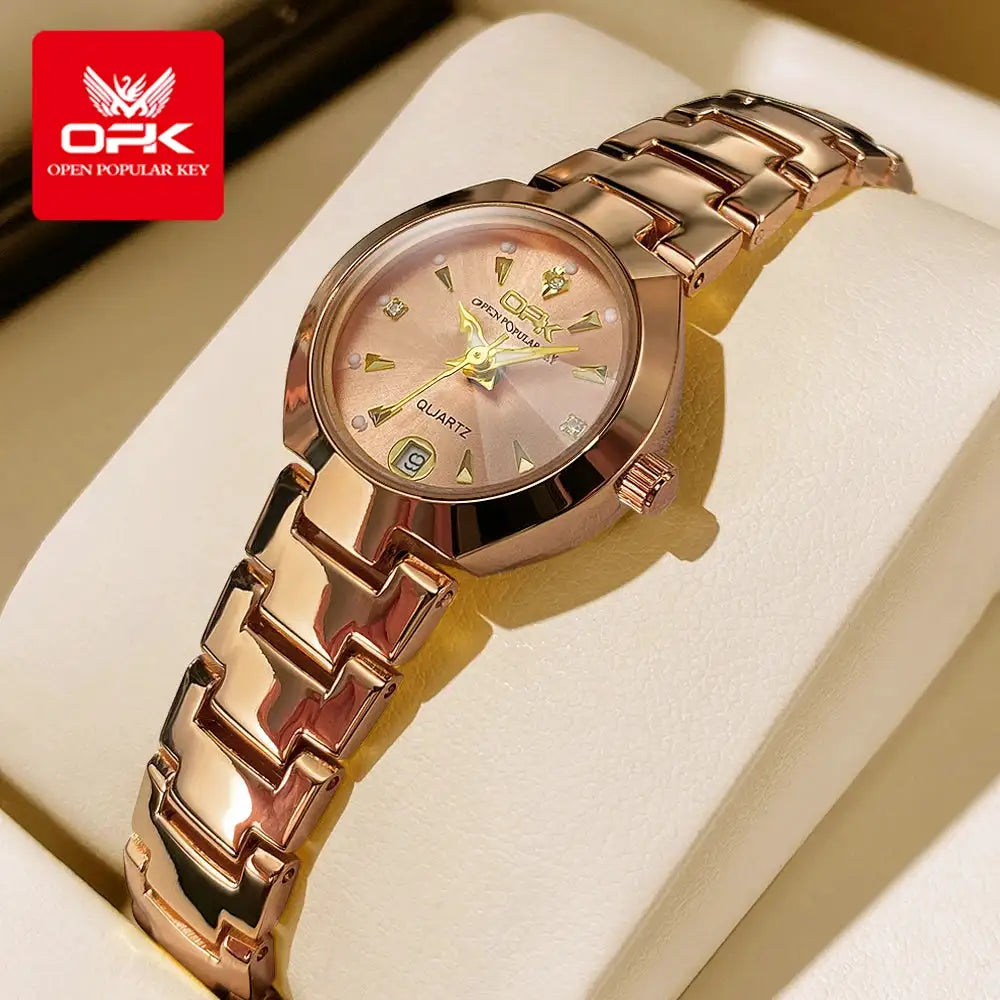 OPK 8105 Women's Watches Luxury Original Wristwatch for Girl Waterproof Luminous Ladies Watch Fashionable Zircon Scale Date