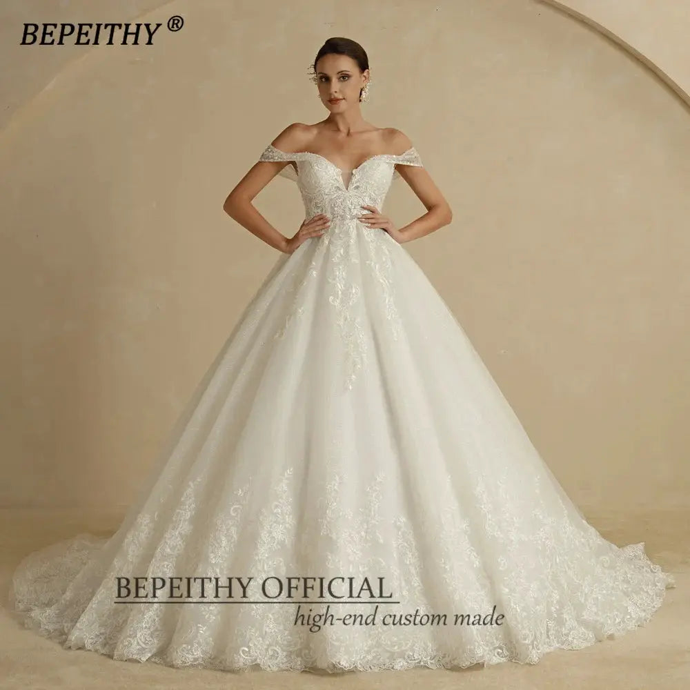 BEPEITHY Customized Princess Sweetheart Wedding Dress For Women Ivory Glitter Sleeveless 2026 Vintage Bride Bridal Ball Gown