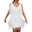 Backless Sequin Tassel Mini Dress
