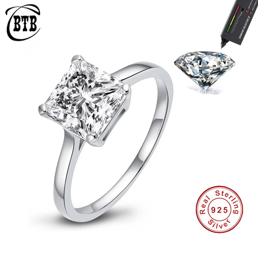 Princess Moissanite Ring in Sterling Silver Cbtb — product view 2