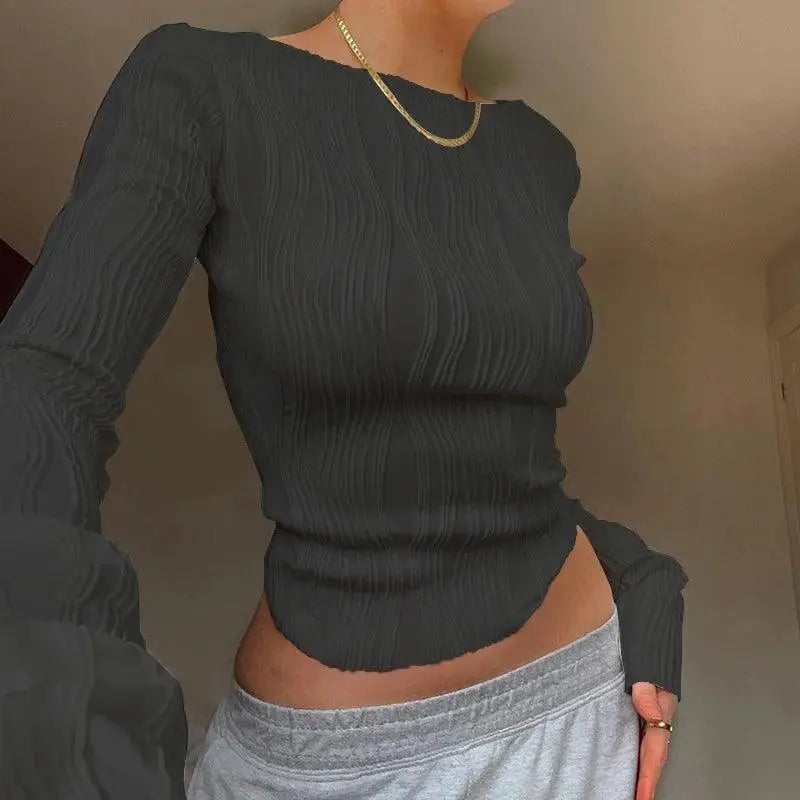 Autumn Vibes Ruched Tee Y2K Street Style Essential
