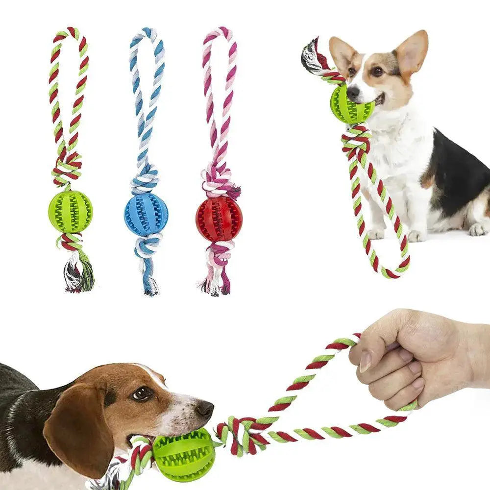 Dog Treat Balls Interactive Rope Rubber Toys For Small Dogs