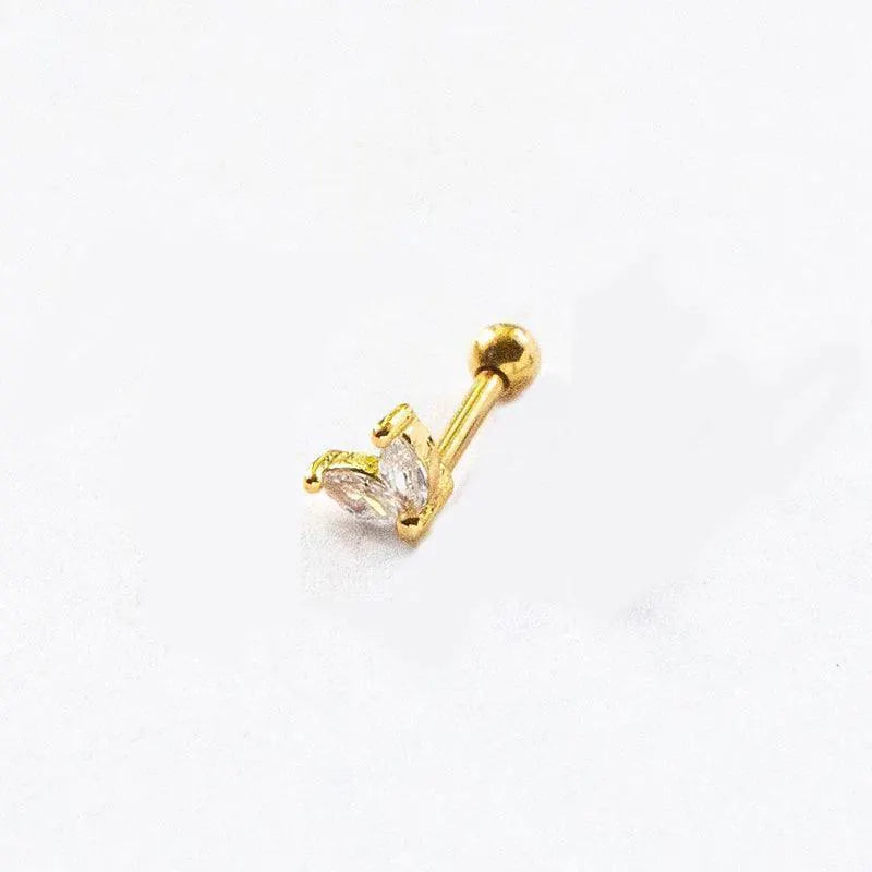 Moon Stud Earring Sterling Silver Jewelry With Zircon Glam