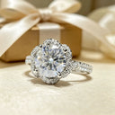 Sterling Silver Moissanite Flower Ring