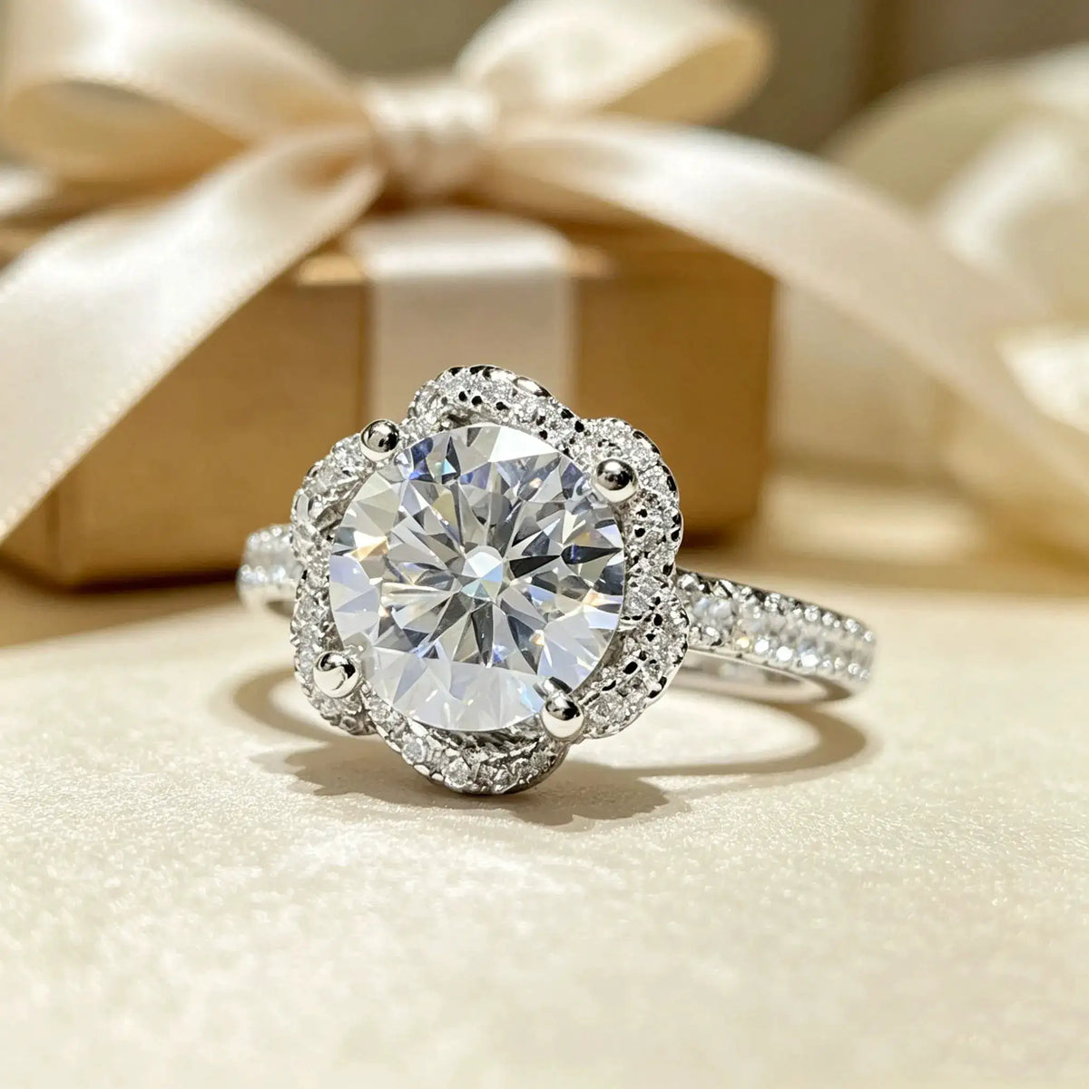 Sterling Silver Moissanite Flower Ring — product image 5