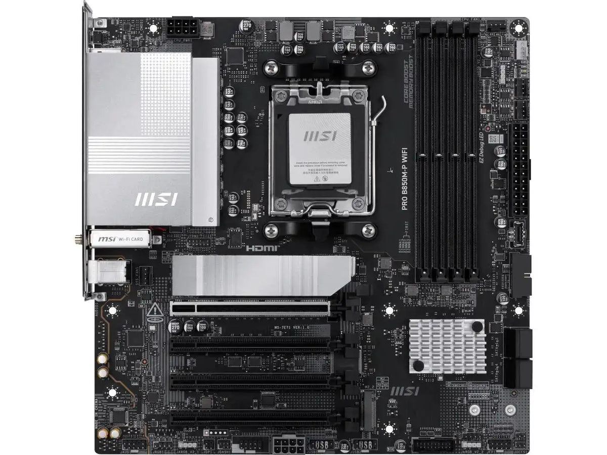 MSI PRO B850M-P WIFI AM5 AMD B850 support PCIe 5.0 SATA 6Gb/s Displayport1.4 HDMI Wi-Fi 7 5G LAN, Bluetooth 5.4,Micro ATX ,AMD Motherboards